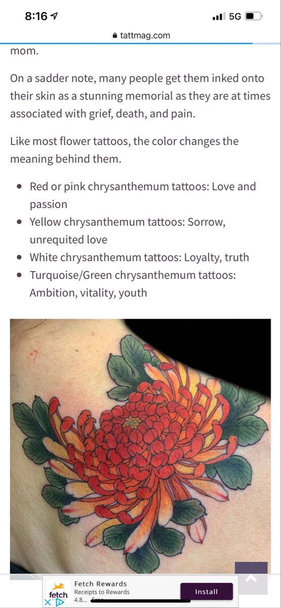 Chrysanthemum Tattoo Meaning